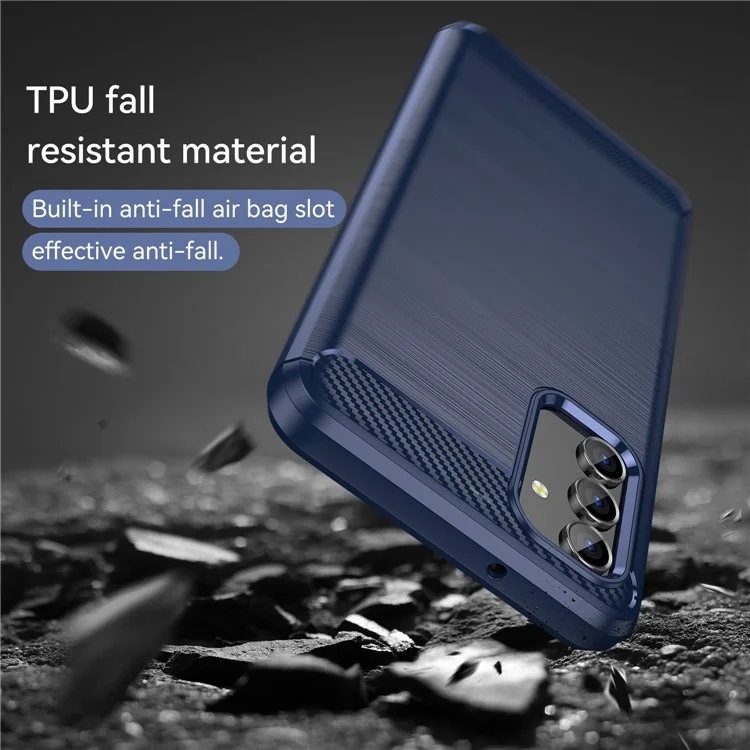 Para Samsung Galaxy A13 4G / 5G / A04s Textura de Fibra de Carbono de 1,8 mm Funda de TPU Resistente a Arañazos y Huellas Dactilares Superficie Cepillada Funda Protectora de Teléfono - Azul