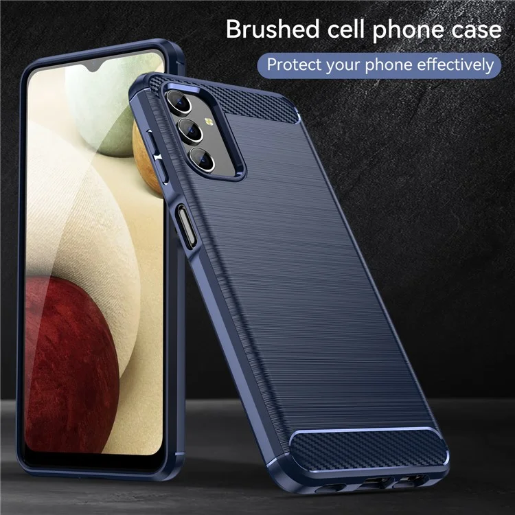 Para Samsung Galaxy A13 4G / 5G / A04s Textura de Fibra de Carbono de 1,8 mm Funda de TPU Resistente a Arañazos y Huellas Dactilares Superficie Cepillada Funda Protectora de Teléfono - Azul