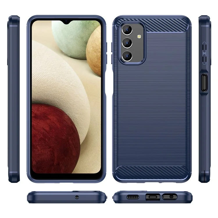 Para Samsung Galaxy A13 4G / 5G / A04s Textura de Fibra de Carbono de 1,8 mm Funda de TPU Resistente a Arañazos y Huellas Dactilares Superficie Cepillada Funda Protectora de Teléfono - Azul