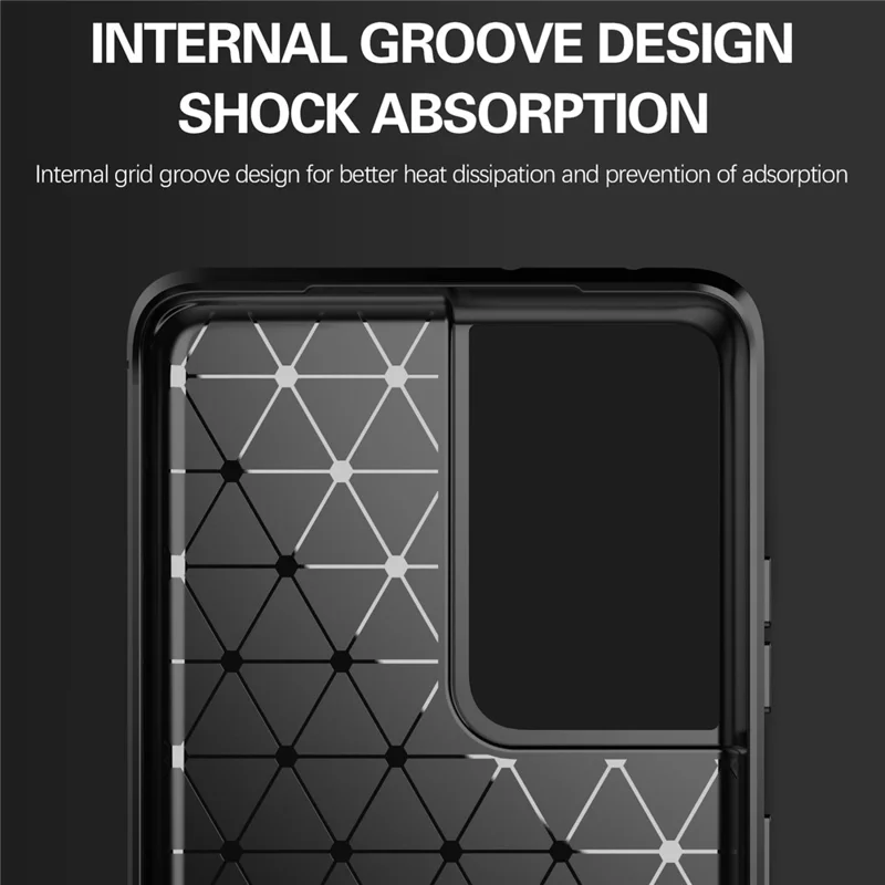 1.8mm Brushed Surface TPU Case Original Touch Surface Carbon Fiber Texture Phone Cover for Samsung Galaxy S21 Ultra 5G - Red