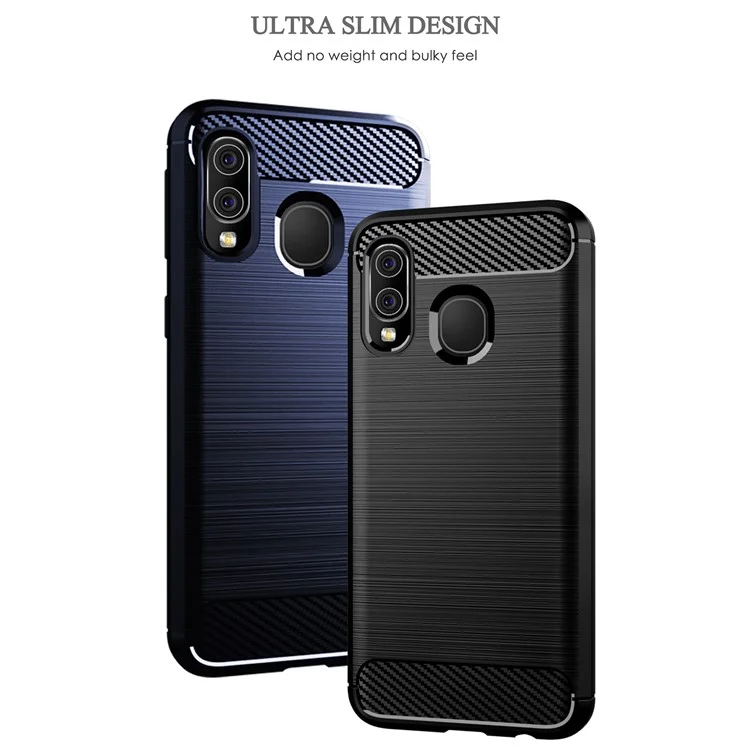 Чехол для телефона Samsung Galaxy A40 из TPU с рассеиванием тепла, ультратонкий, устойчивый к царапинам, с текстурой под углеродное волокно, с матовой поверхностью - черный