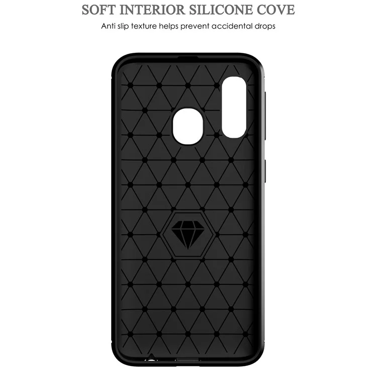 Чехол для телефона Samsung Galaxy A40 из TPU с рассеиванием тепла, ультратонкий, устойчивый к царапинам, с текстурой под углеродное волокно, с матовой поверхностью - черный