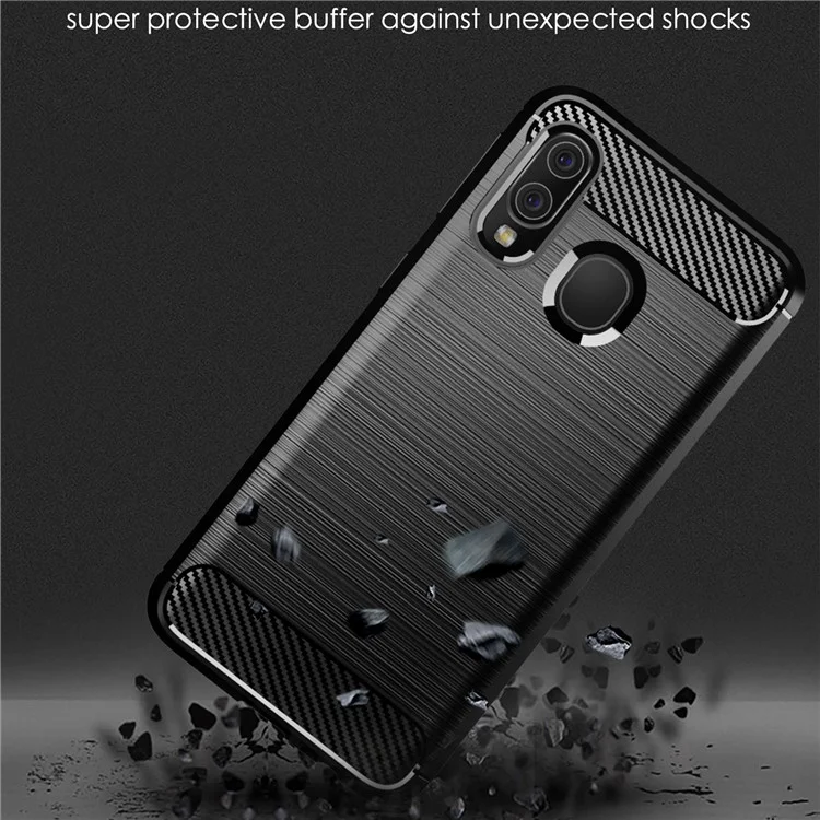 Чехол для телефона Samsung Galaxy A40 из TPU с рассеиванием тепла, ультратонкий, устойчивый к царапинам, с текстурой под углеродное волокно, с матовой поверхностью - черный