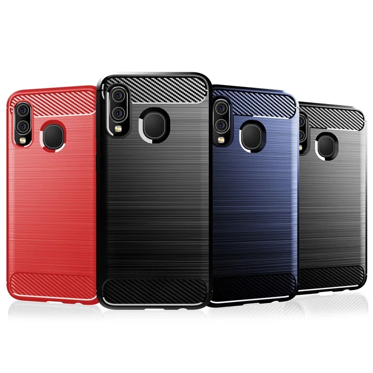 Чехол для телефона Samsung Galaxy A40 из TPU с рассеиванием тепла, ультратонкий, устойчивый к царапинам, с текстурой под углеродное волокно, с матовой поверхностью - черный