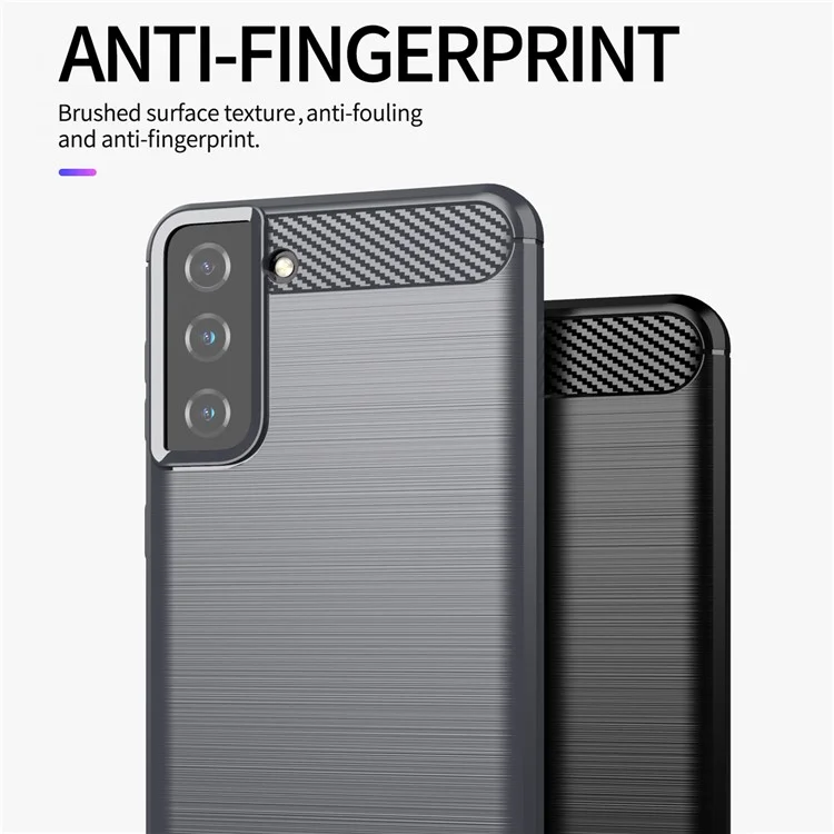 1,8 mm Ultra dünnes, weiches TPU-Gehäuse mit Wärmeableitung, Carbonfaserstruktur und gebürsteter Oberfläche für Samsung Galaxy S21+ 5G - Schwarz