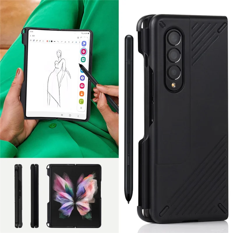 Anti-scratch Hard PC Folding Phone Case with Stylus Pen Slot for Samsung Galaxy Z Fold3 5G