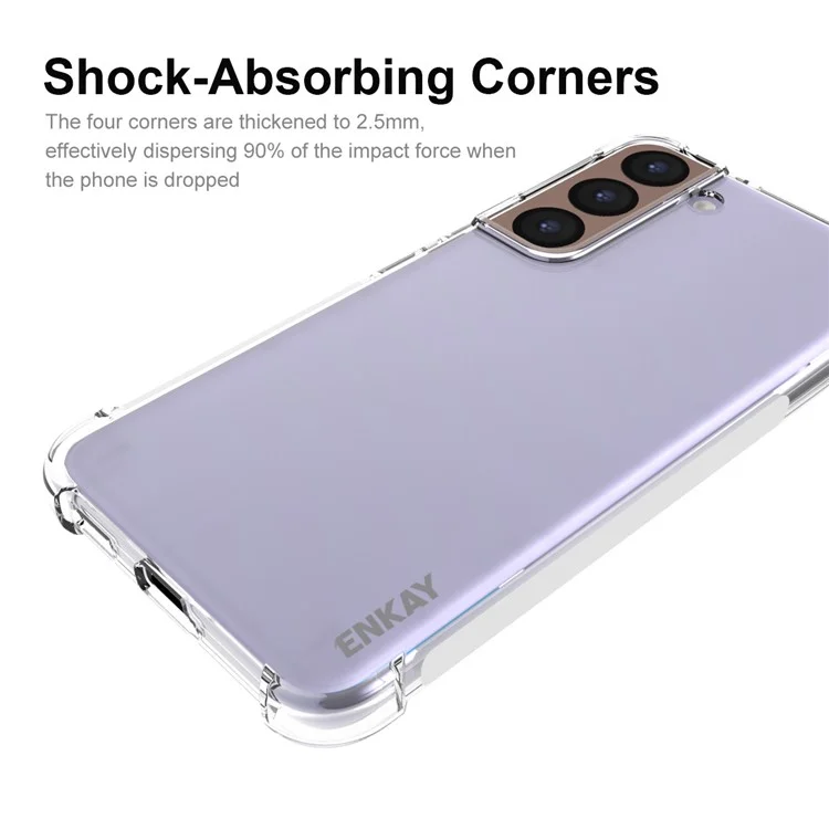 ENKAY HAT PRINCE Anti-slip Strip Crystal Clear Thickened Corners Mobile Phone TPU Case Shell per Samsung Galaxy S22 5G