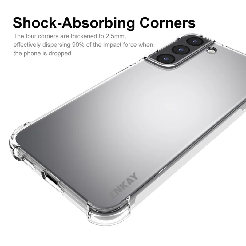 ENKAY HAT PRINCE Non-yellowing Crystal Clear TPU Cover Thickened Corners Phone Case with Anti-slip Strip for Samsung Galaxy S22+ 5G