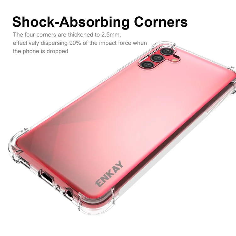 Enkay Hat Prince Corners Renforcés Anti-slip Bord Côté Cristal Clair Couvercle de Protection Soft TPU Téléphone Pour Samsung Galaxy A13 5G