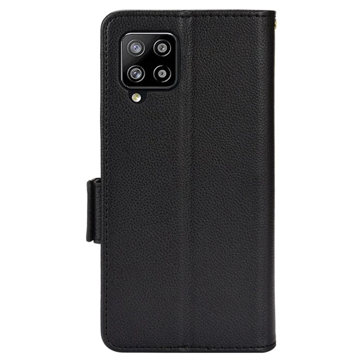 Litchi Texture PU Leather Protective Cover All-round Shockproof Stand Wallet Phone Case for Samsung Galaxy A42 5G/M42 5G - Black