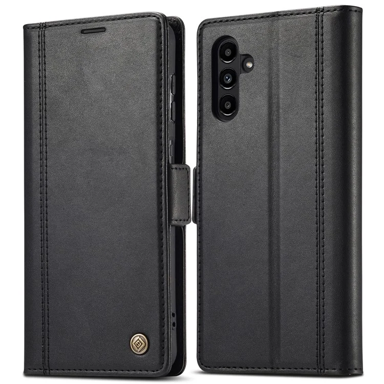 LC.IMEEKE PU Leather Cover Stand Wallet Double Magnetic Clasps Phone Case Shell for Samsung Galaxy A13 5G / A04s 4G (164.7mm) - Black