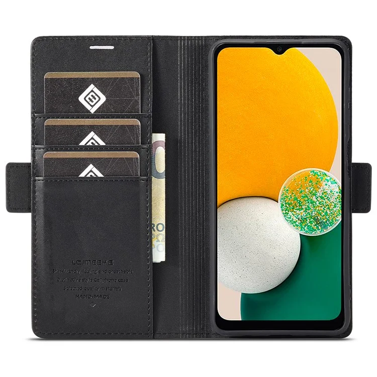 LC.IMEEKE PU Leather Cover Stand Wallet Double Magnetic Clasps Phone Case Shell for Samsung Galaxy A13 5G / A04s 4G (164.7mm) - Black
