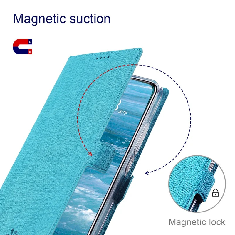 VILI K Series Magnetic Closure Drop-proof Stand Wallet Leather Mobile Phone Case Shell for Samsung Galaxy S22 Ultra 5G - Blue