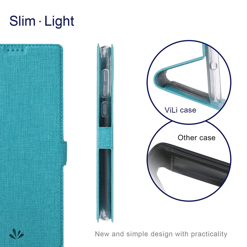 VILI K Series Magnetic Closure Drop-proof Stand Wallet Leather Mobile Phone Case Shell for Samsung Galaxy S22 Ultra 5G - Blue