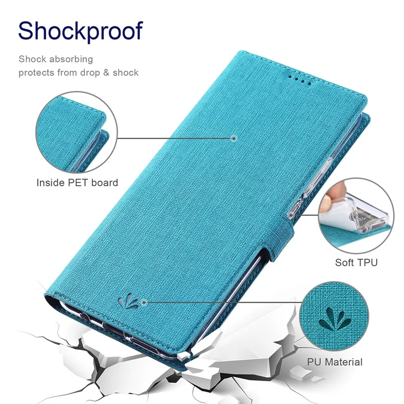 VILI K Series Magnetic Closure Drop-proof Stand Wallet Leather Mobile Phone Case Shell for Samsung Galaxy S22 Ultra 5G - Blue