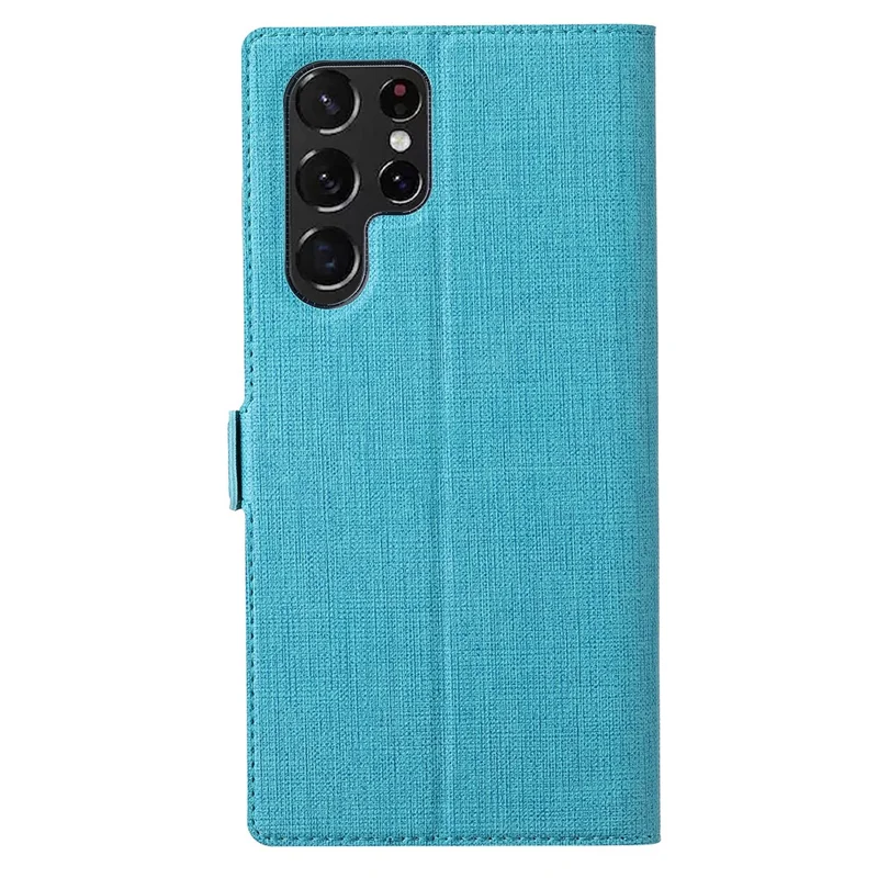 VILI K Series Magnetic Closure Drop-proof Stand Wallet Leather Mobile Phone Case Shell for Samsung Galaxy S22 Ultra 5G - Blue