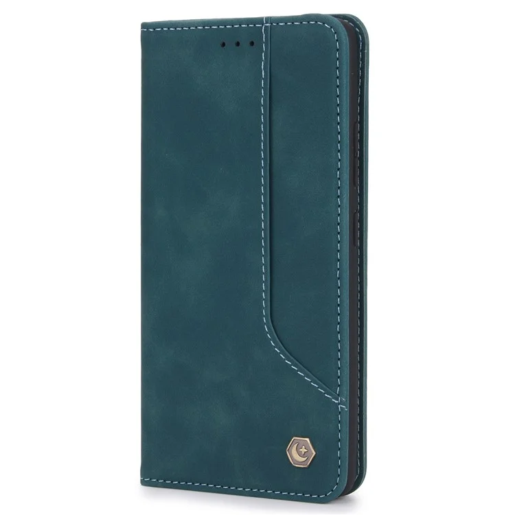 Capa carteira de couro PU magnética de fecho automático estilo retrô POLA 008 para Samsung Galaxy A71 5G SM-A716 - Azul