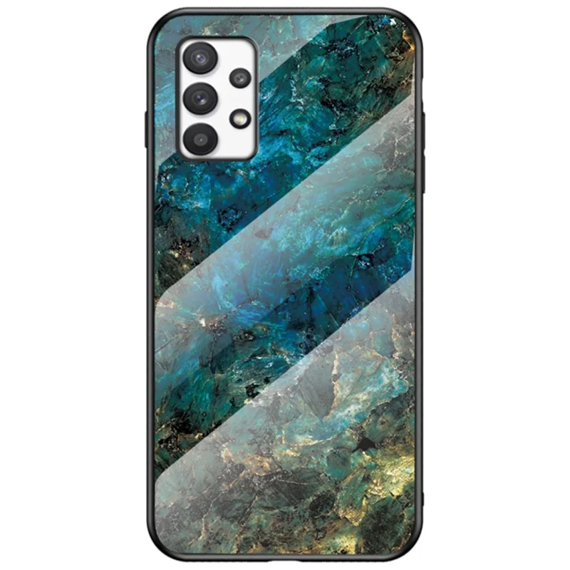 Tempered Glass + PC + TPU Hybrid Cover Fall Protection Marble Pattern Phone Case for Samsung Galaxy A53 5G - Emerald Marble