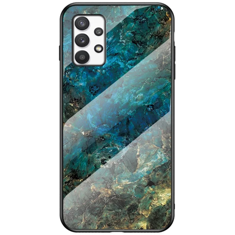 Tempered Glass + PC + TPU Well-protected Anti-scratch Marble Pattern Phone Case Shell for Samsung Galaxy A33 5G - Emerald Marble