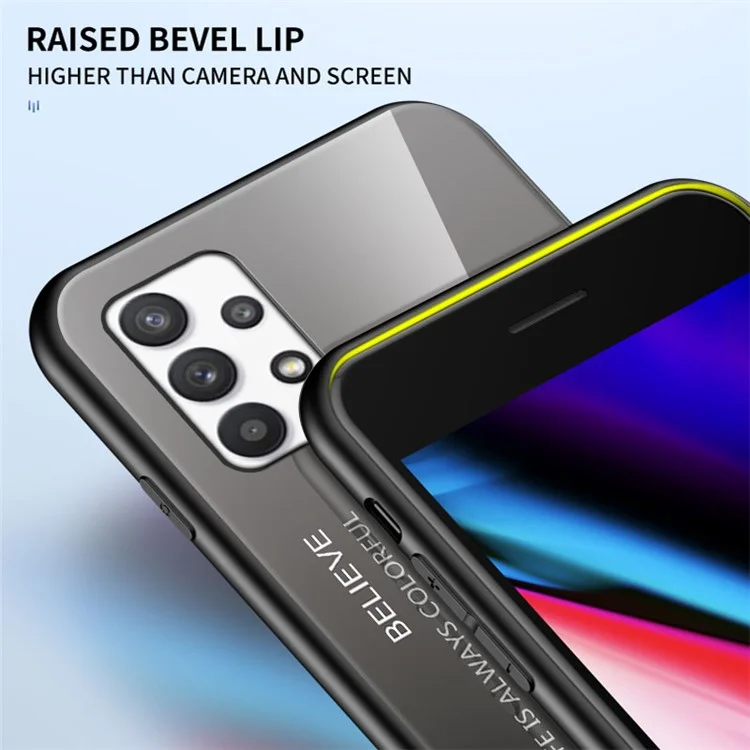 Gradient Color Anti-scratch Tempered Glass + PC + TPU Hybrid Phone Case Cover for Samsung Galaxy A53 5G - Gradient Pink Blue