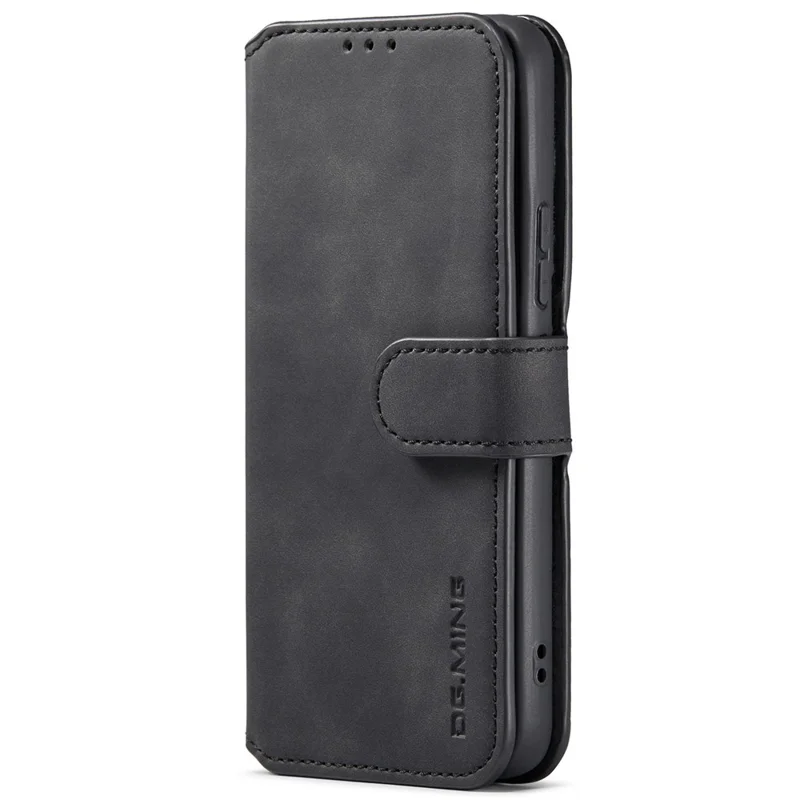 DG.MING Retro Leather Case Anti-drop Well-protected Wallet Stand Phone Cover for Samsung Galaxy S22+ 5G - Black