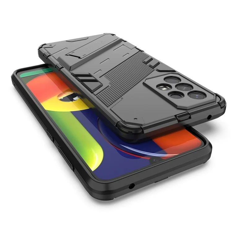 Coque de téléphone hybride en TPU + PC antichoc avec support pour Samsung Galaxy A33 5G - Noir