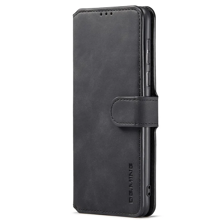 DG.MING Retro Style Shockproof Phone Case PU Leather Stand Wallet Magnetic Clasp Cover for Samsung Galaxy A73 5G - Black