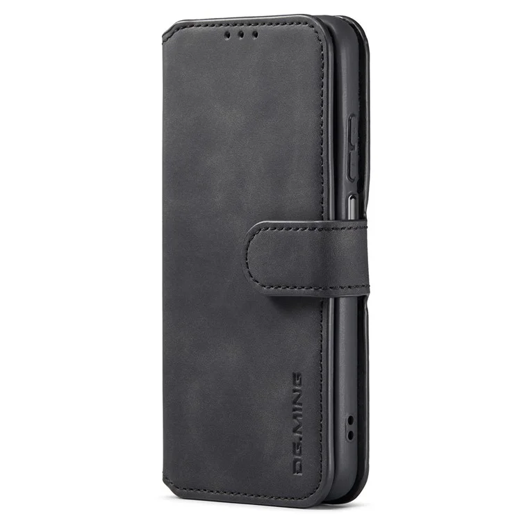 DG.MING Retro Style Magnetic Clasp PU Leather Stand Wallet Phone Case Protector for Samsung Galaxy A13 5G / A04s 4G (164.7 x 76.7 x 9.1 mm) - Black