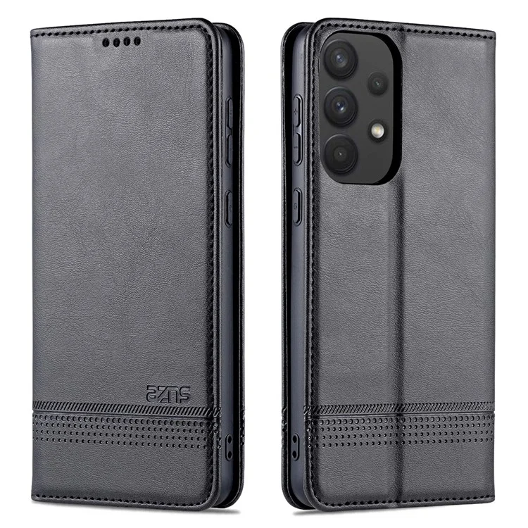 AZNS Phone Bag Case Strong Magnetic Auto-absorbed Cover PU Leather Stand Wallet Smartphone Case for Samsung Galaxy A33 5G - Black