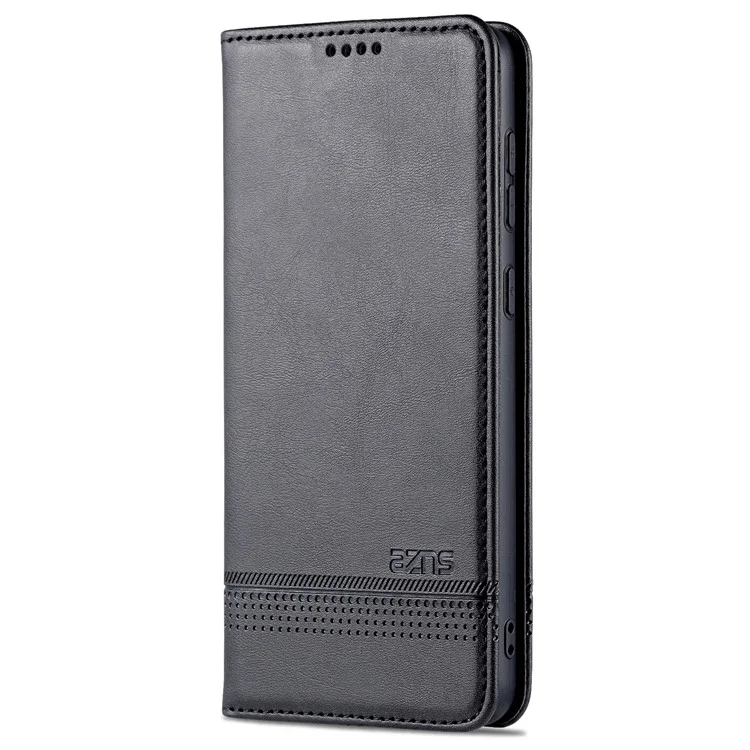 AZNS Phone Bag Case Strong Magnetic Auto-absorbed Cover PU Leather Stand Wallet Smartphone Case for Samsung Galaxy A33 5G - Black