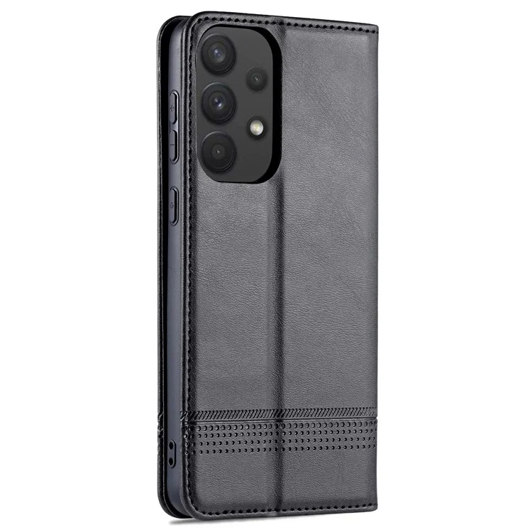 AZNS Phone Bag Case Strong Magnetic Auto-absorbed Cover PU Leather Stand Wallet Smartphone Case for Samsung Galaxy A33 5G - Black