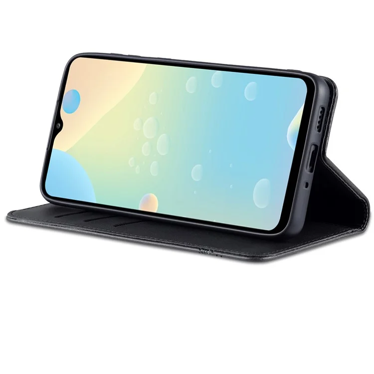 AZNS Phone Bag Case Strong Magnetic Auto-absorbed Cover PU Leather Stand Wallet Smartphone Case for Samsung Galaxy A33 5G - Black