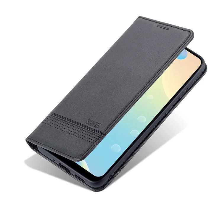 AZNS Phone Bag Case Strong Magnetic Auto-absorbed Cover PU Leather Stand Wallet Smartphone Case for Samsung Galaxy A33 5G - Black