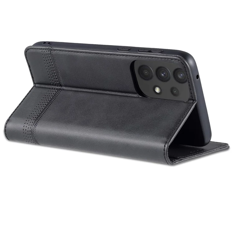 AZNS Phone Bag Case Strong Magnetic Auto-absorbed Cover PU Leather Stand Wallet Smartphone Case for Samsung Galaxy A33 5G - Black