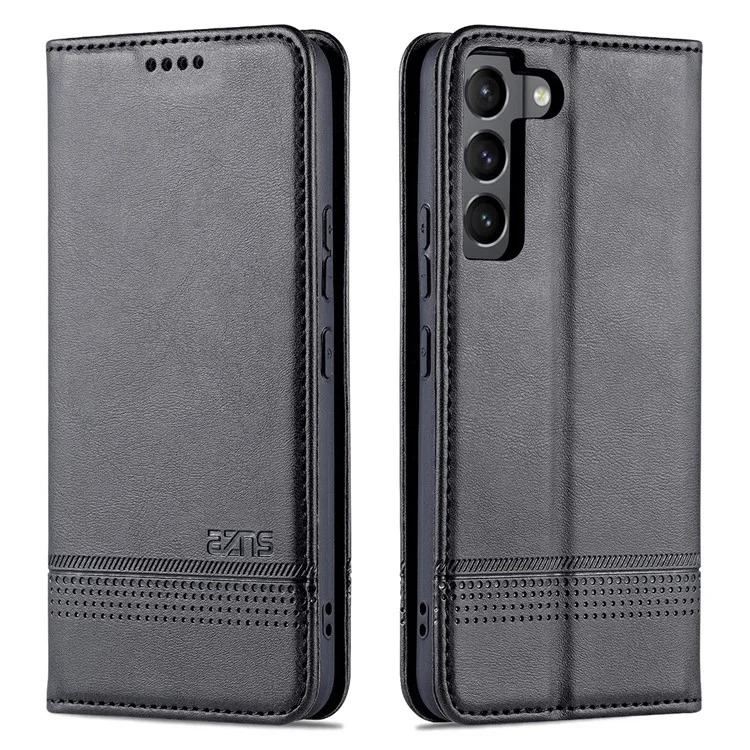 AZNS Magnetic Auto-absorbed Full Protection Phone Deckung PU Leder-standard-brieftaschenhülle Für Samsung Galaxy S22+ 5g - Schwarz