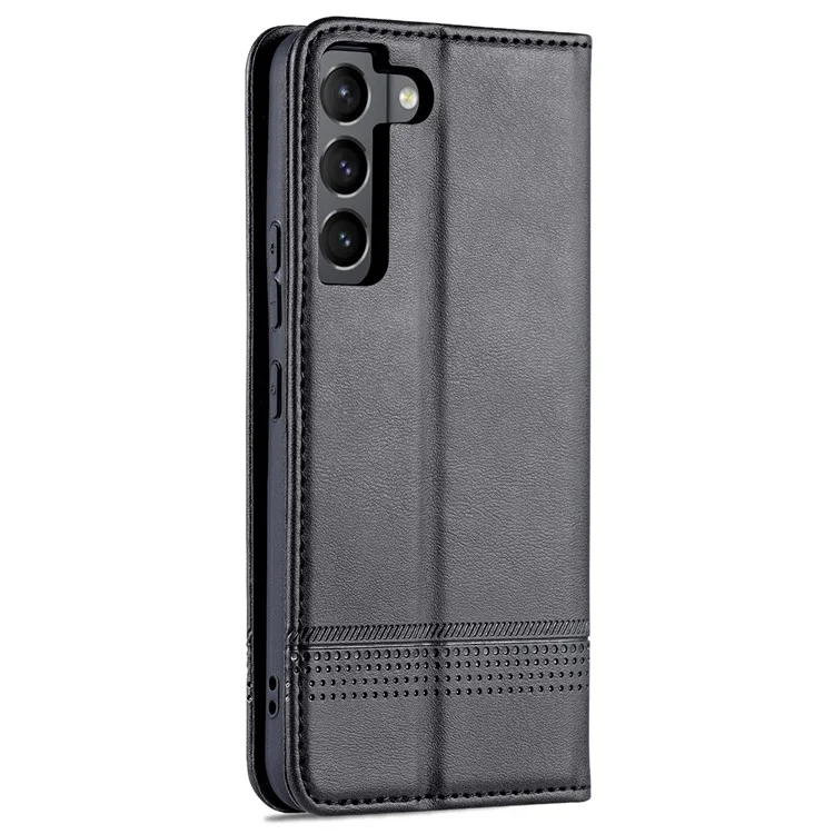 AZNS Magnetic Auto-absorbed Full Protection Phone Deckung PU Leder-standard-brieftaschenhülle Für Samsung Galaxy S22+ 5g - Schwarz
