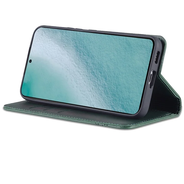 Étui portefeuille magnétique pour Samsung Galaxy S22 5G en cuir PU + TPU, avec protection complète - Vert