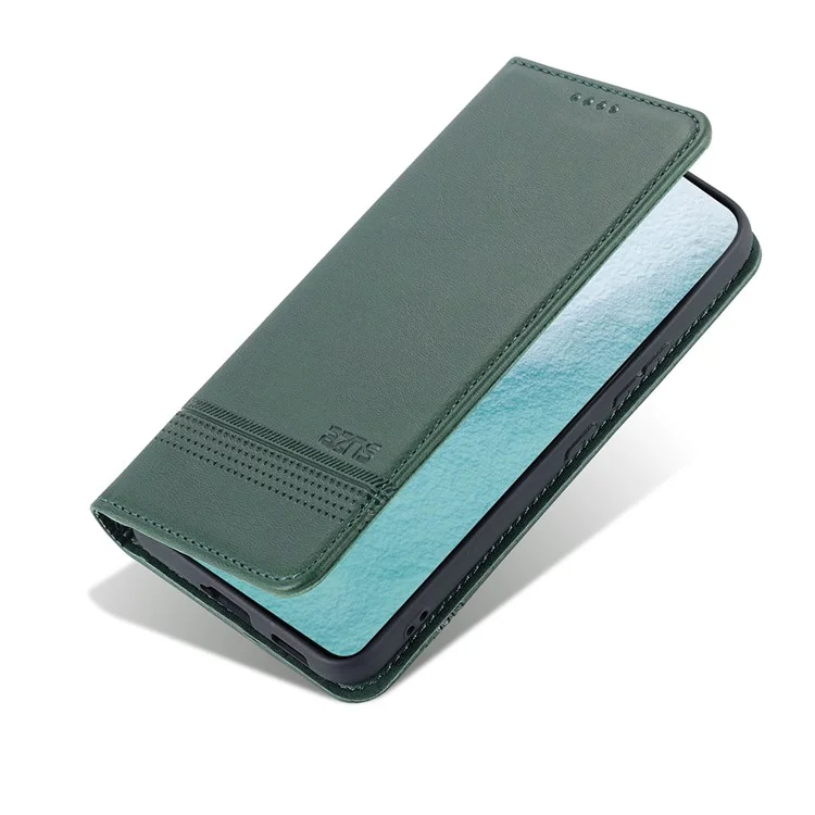 Étui portefeuille magnétique pour Samsung Galaxy S22 5G en cuir PU + TPU, avec protection complète - Vert