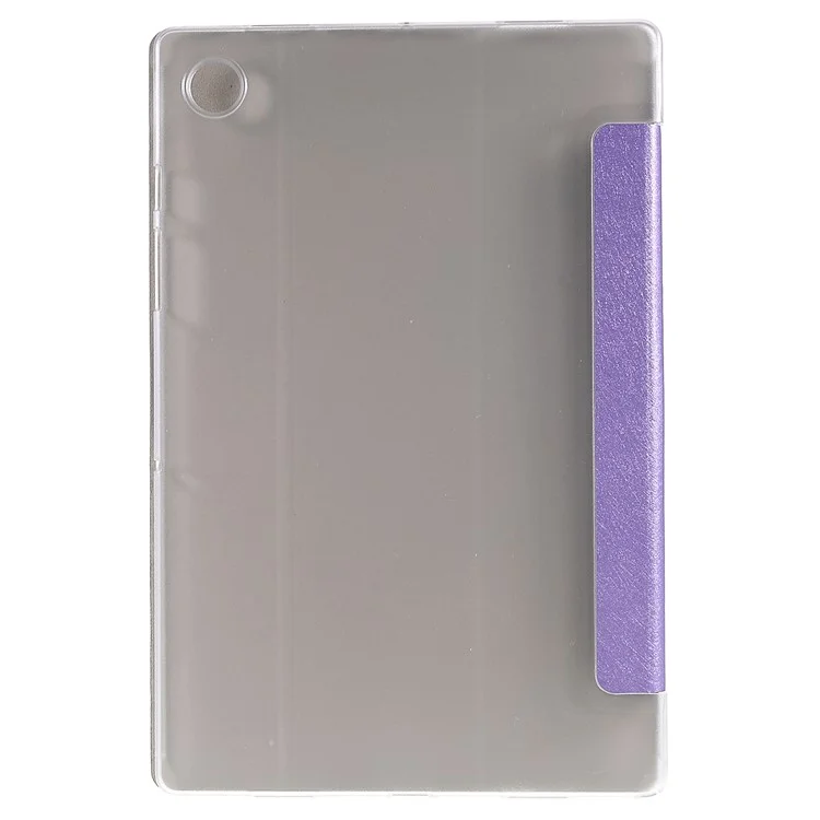 Para Samsung Galaxy Tab A8 10.5 (2021) Textura De Seda Anti-Scrath Tablet Tablet Tablet Tablet Tri-Down Stand Case - Púrpura