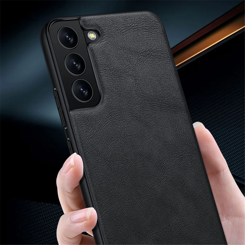 SULADA Drop-proof PU Leather Coated TPU + PC Phone Case Phone Cover for Samsung Galaxy S22 5G - Brown