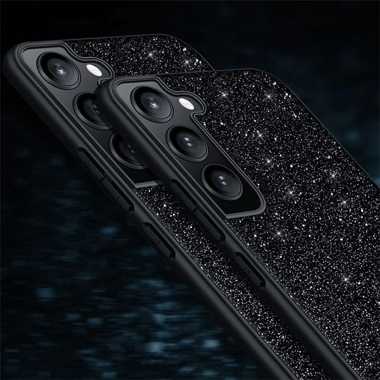 SULADA Glitter Sequins Anti-drop PU Leather Coated PC + TPU Funda Protectora para Teléfono para Samsung Galaxy S22 5G - Púrpura