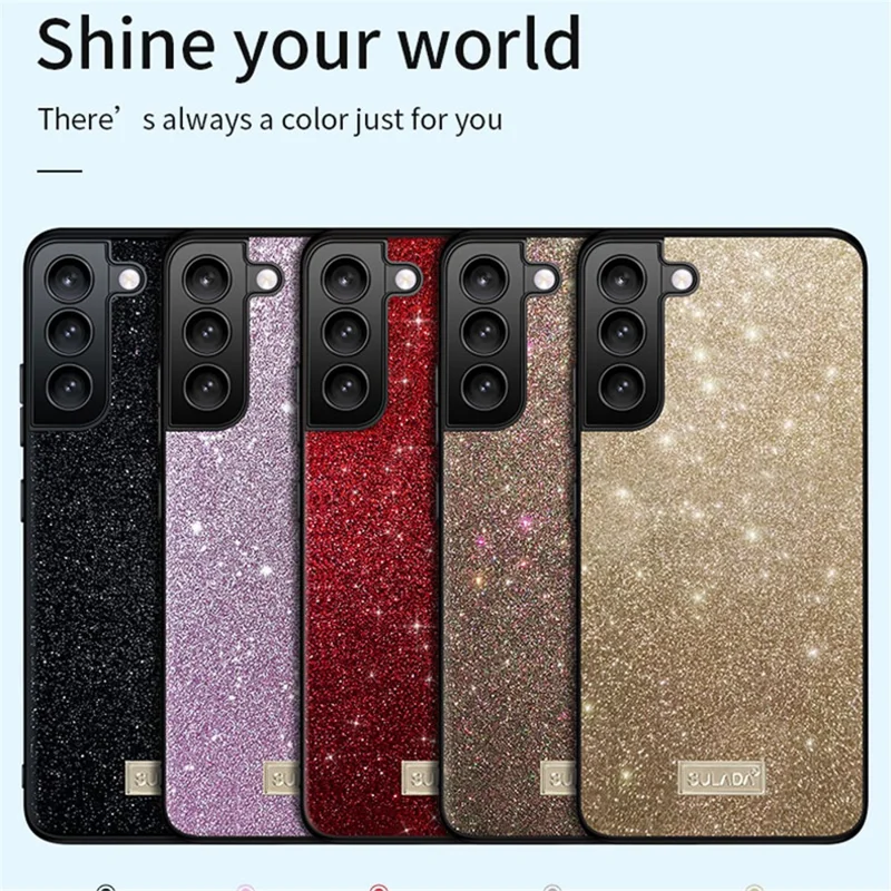 SULADA Glitter Sequins Anti-drop PU Leather Coated PC + TPU Phone Cover Case for Samsung Galaxy S22 5G - Multi-color