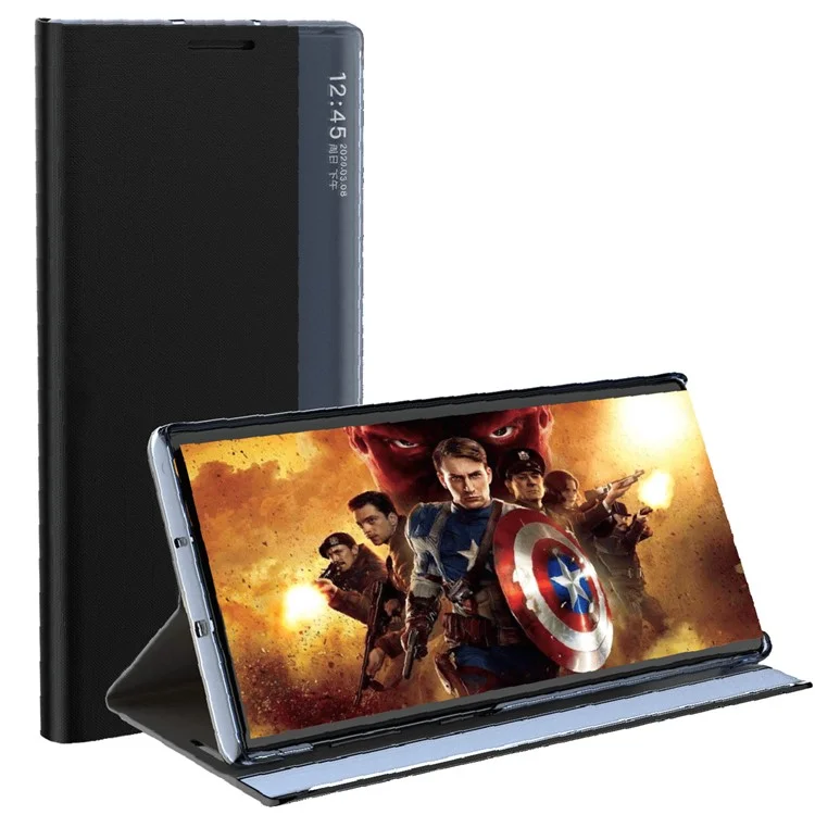 Per Samsung Galaxy A33 5G PU Leather Stand Phone Cover View Window Phone Case - Nero