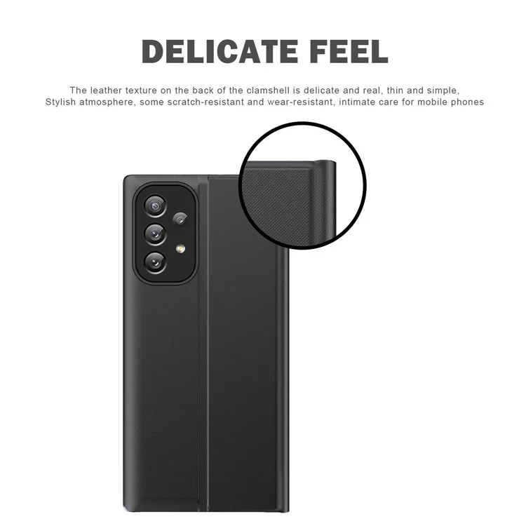 Per Samsung Galaxy A33 5G PU Leather Stand Phone Cover View Window Phone Case - Nero