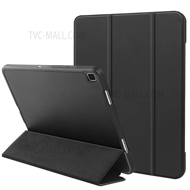 Scratch-proof Trifold Stand TPU Tablet Case Anti-drop Auto Wake/Sleep Protective Cover with Pencil Slot for Samsung Galaxy Tab A7 10.4 (2020) - Black