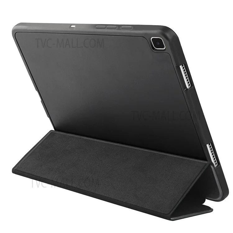 Scratch-proof Trifold Stand TPU Tablet Case Anti-drop Auto Wake/Sleep Protective Cover with Pencil Slot for Samsung Galaxy Tab A7 10.4 (2020) - Black