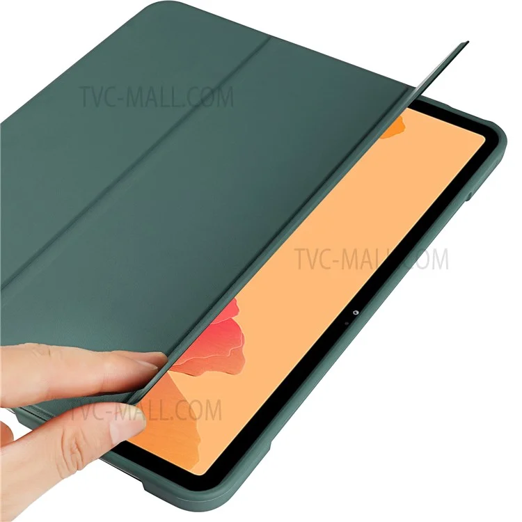 Scratch-proof Trifold Stand TPU Tablet Case Anti-drop Auto Wake/Sleep Protective Cover with Pencil Slot for Samsung Galaxy Tab A7 10.4 (2020) - Black