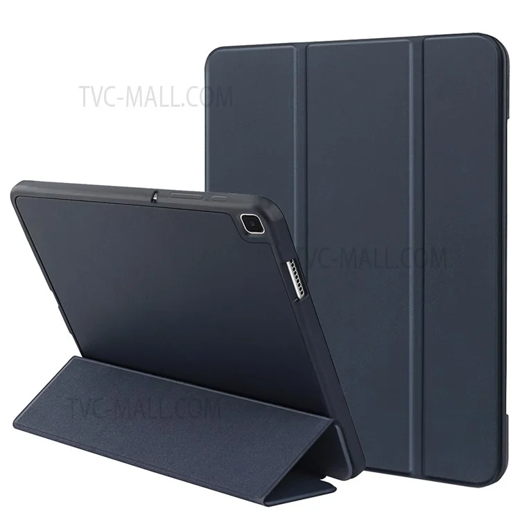 Scratch Resistant Trifold Stand TPU Tablet Case Anti-drop Protective Cover with Pencil Slot for Samsung Galaxy Tab A7 Lite 8.7-inch/T225/T220 - Dark Blue