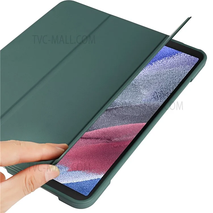 Scratch Resistant Trifold Stand TPU Tablet Case Anti-drop Protective Cover with Pencil Slot for Samsung Galaxy Tab A7 Lite 8.7-inch/T225/T220 - Dark Blue