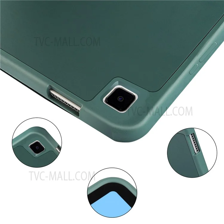 Scratch Resistant Trifold Stand TPU Tablet Case Anti-drop Protective Cover with Pencil Slot for Samsung Galaxy Tab A7 Lite 8.7-inch/T225/T220 - Dark Blue